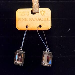 Pink Panache Charcoal Silver Teardrop Dangle Earrings with Elegant Design NWT